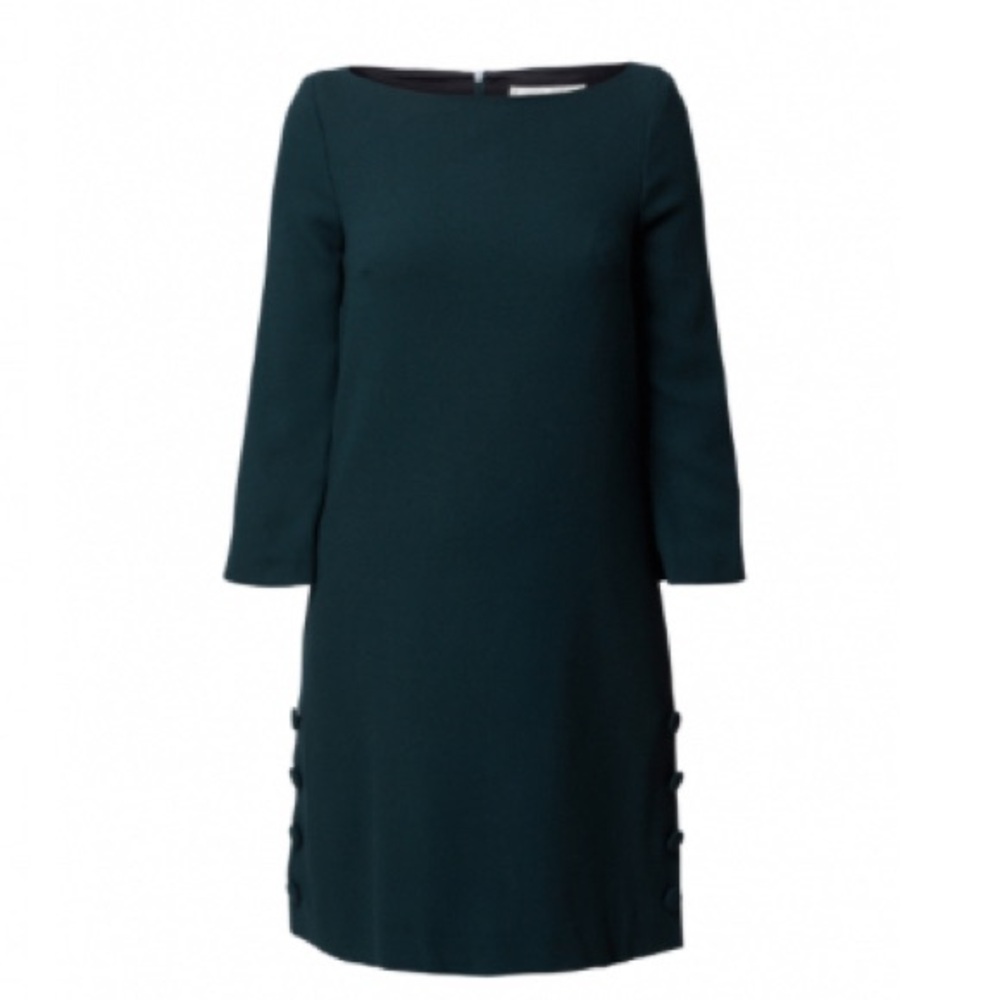 Goat Harlow Green Wool Crepe Tunic Dress